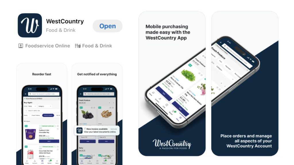 WestCountry Foodservice App from the Apple Store.